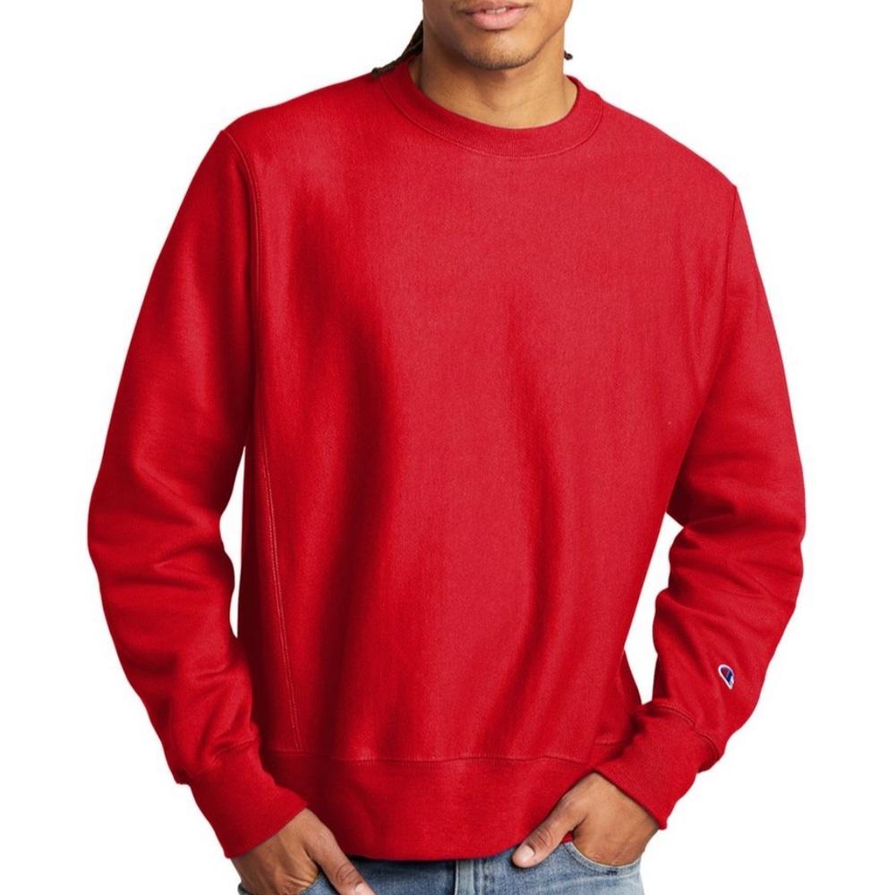 Red reverse weave champion pullover